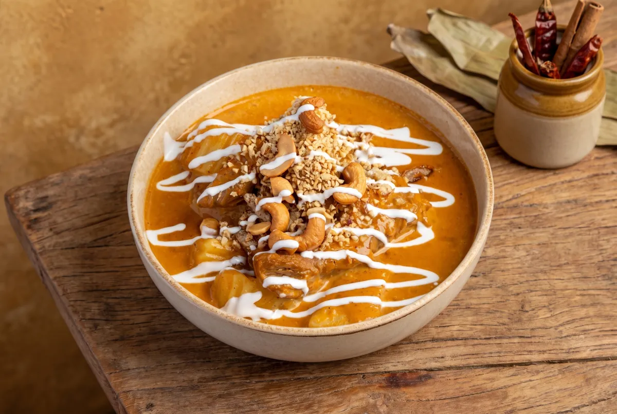 Massaman beef curry photographed for a restaurant menu